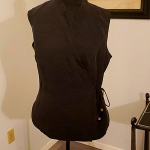 100% Silk Black Wrap Top
